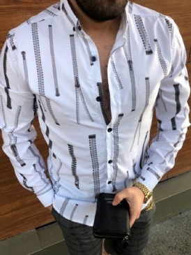 Casual Lapel Print Spring Slim Casual Shirt
