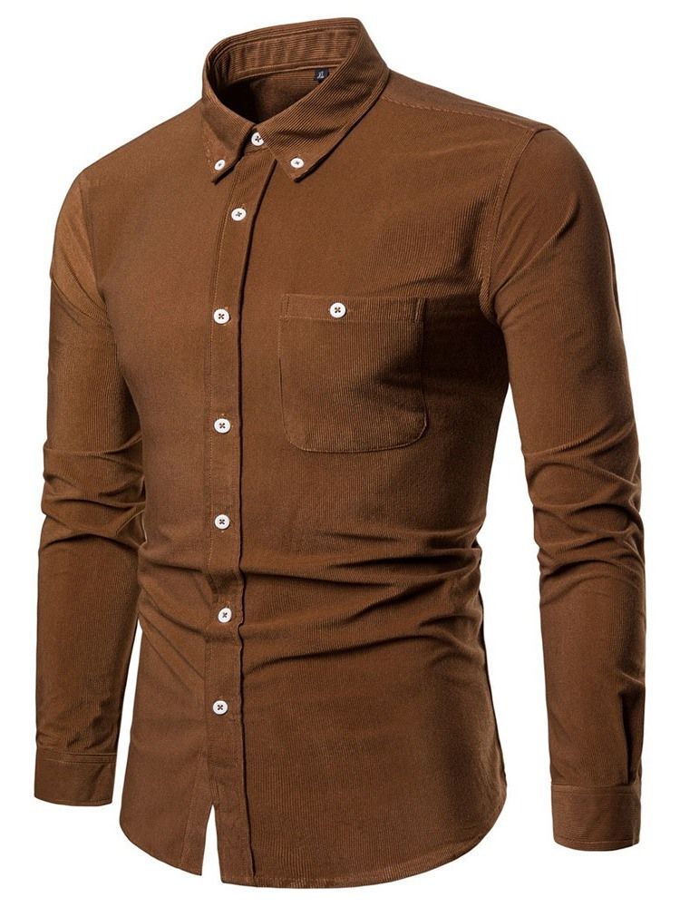 Casual Lapel Vanlig Fall Enkelknäppt Skjorta