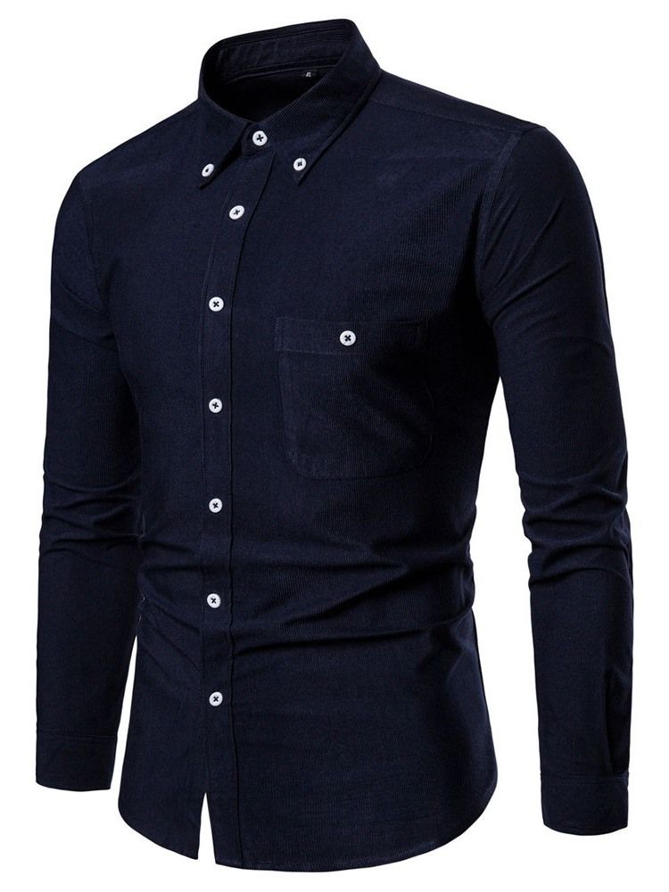 Casual Lapel Vanlig Fall Enkelknäppt Skjorta