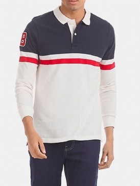 Casual Pikétröja För Män Block Polo Shirt