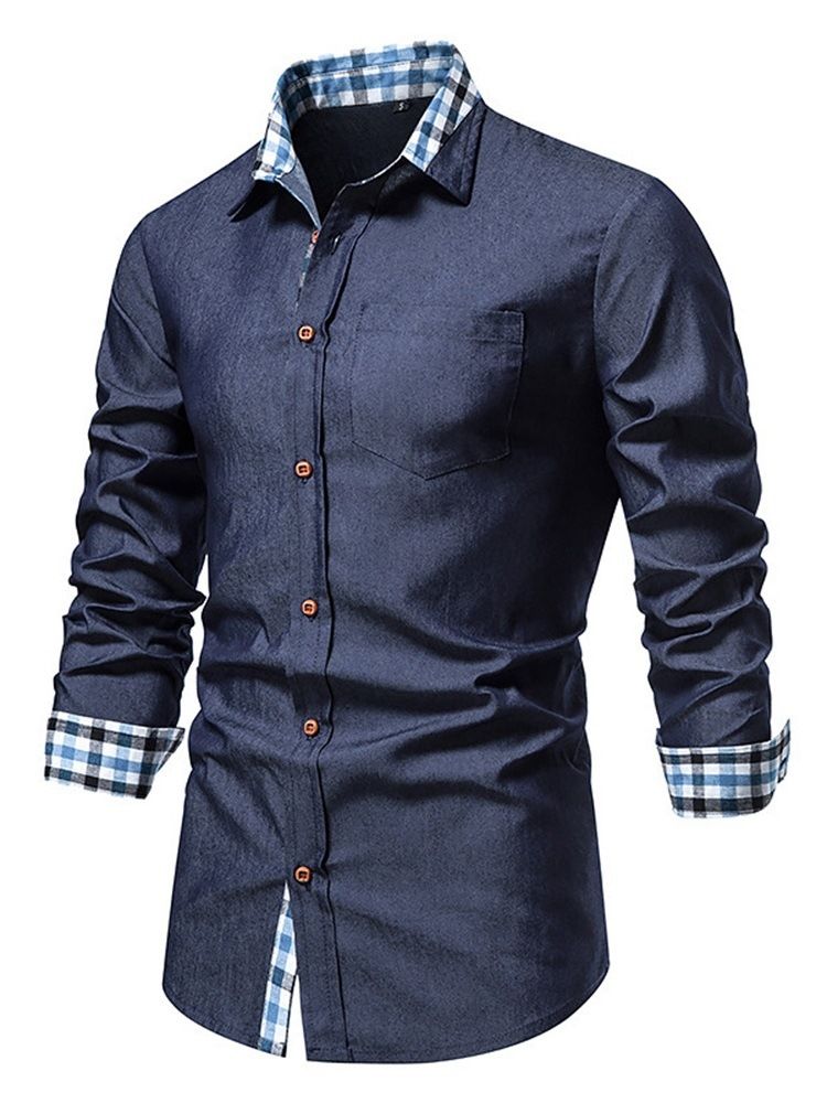 Casual Pocket Lapel Spring Enkelknäppt Skjorta