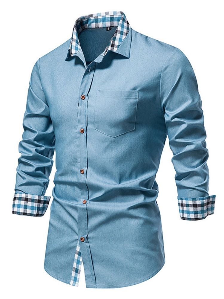 Casual Pocket Lapel Spring Enkelknäppt Skjorta