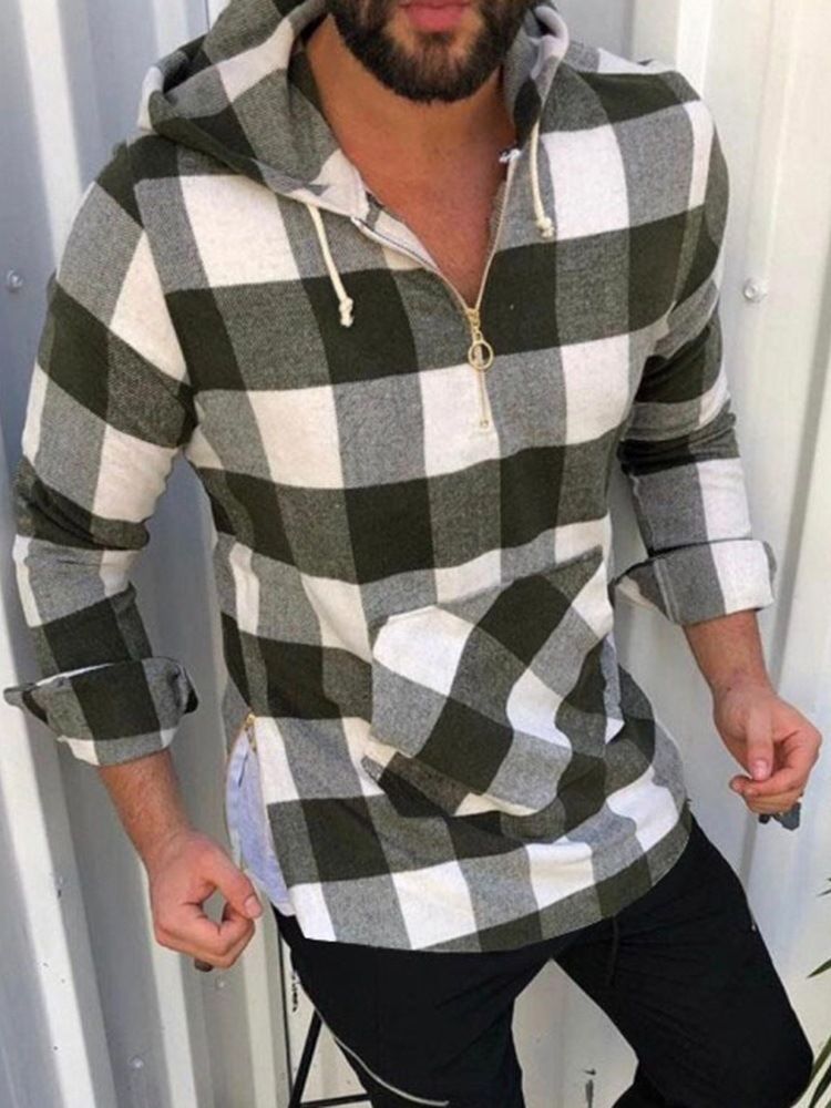 Casual Rutig Pocket Fall Slim Shirt