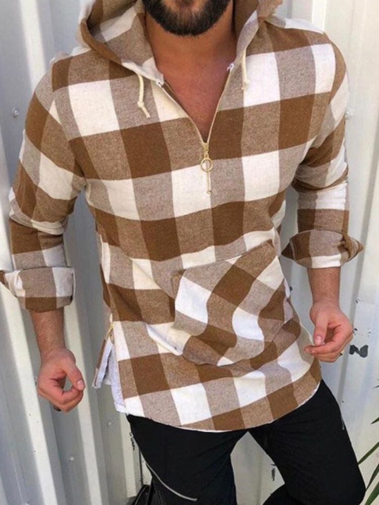 Casual Rutig Pocket Fall Slim Shirt