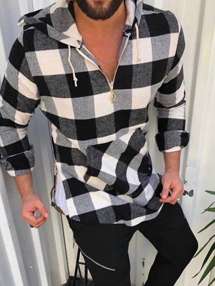 Casual Rutig Pocket Fall Slim Shirt