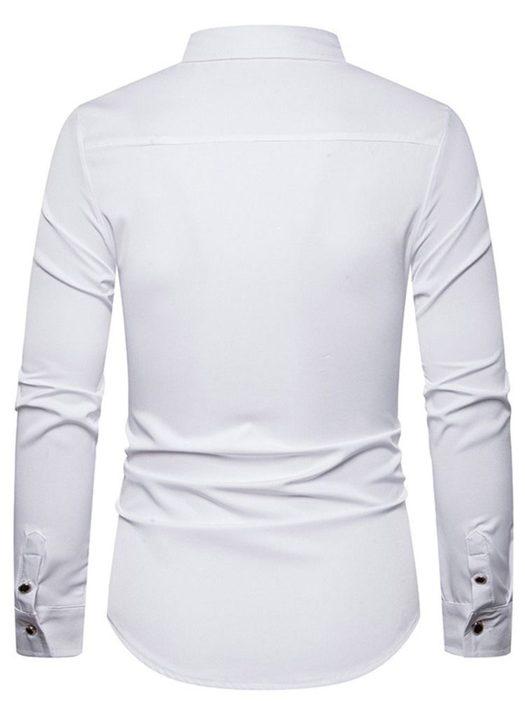 Color Block Koreansk Lapel Slim Fall Shirt