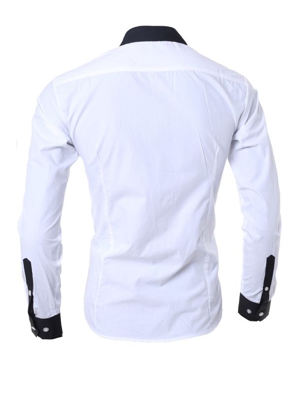 Color Block Lapel Casual Enkelknäppt Slim Shirt