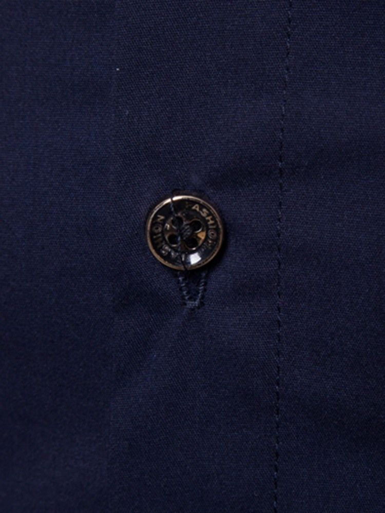 Color Block Lapel Casual Slim Herrskjorta