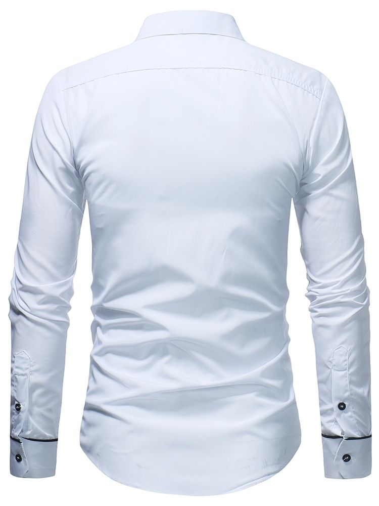 Color Block Vanlig Button Down Mäns Casual Klänning Shirts
