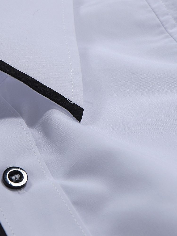 Color Block Vanlig Button Down Mäns Casual Klänning Shirts