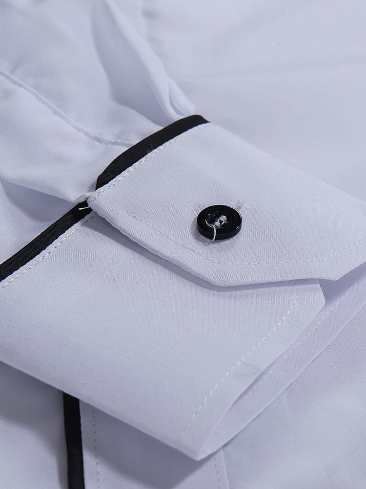 Color Block Vanlig Button Down Mäns Casual Klänning Shirts