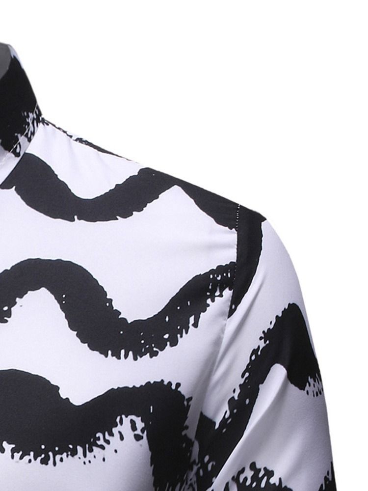 Enkelknäppt Skjorta För Män I Casual Print Color Block