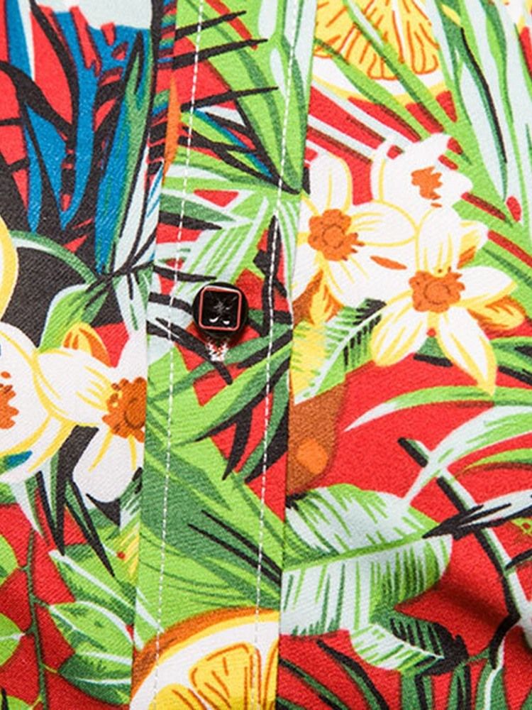 Enkelknäppt Vårskjorta Med Blommig Tryck