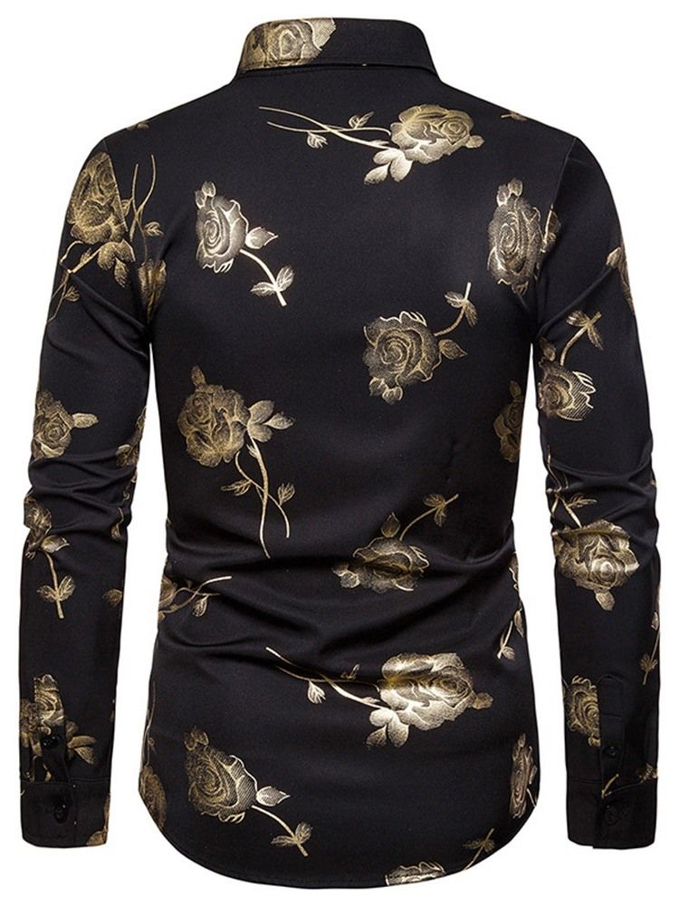 European Lapel Print Enkelknäppt Höstskjorta