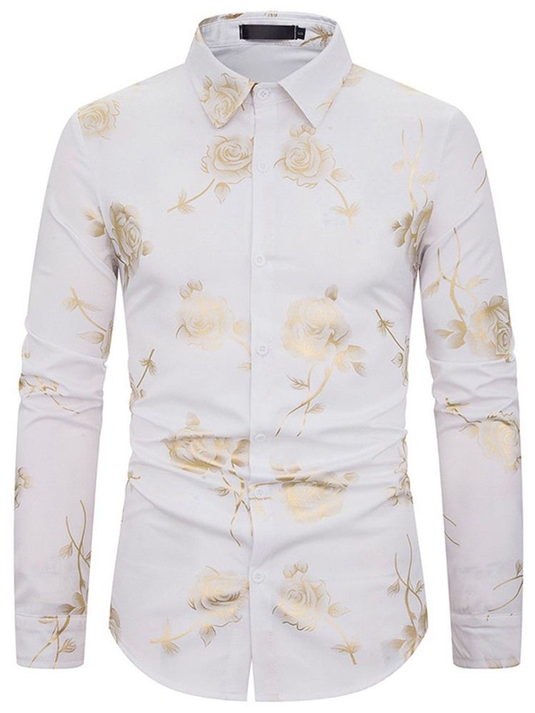 European Lapel Print Enkelknäppt Höstskjorta