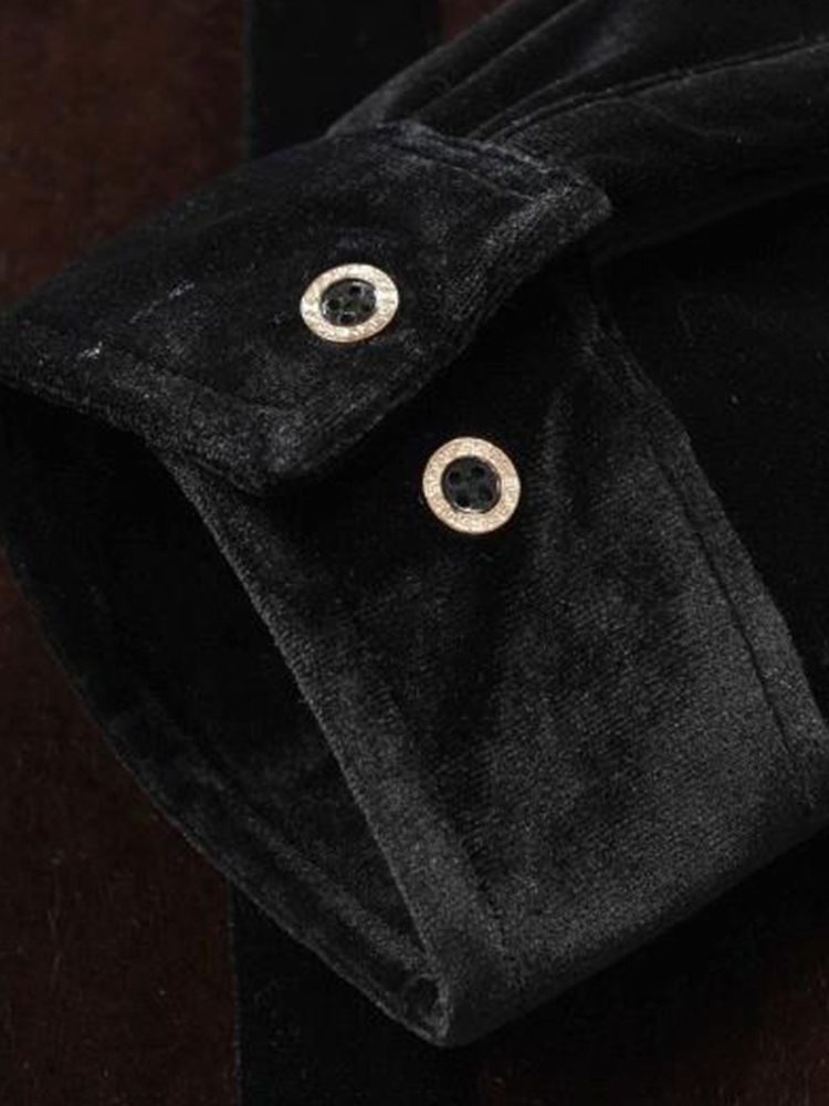 European Patchwork Lapel Fall Enkelknäppt Skjorta