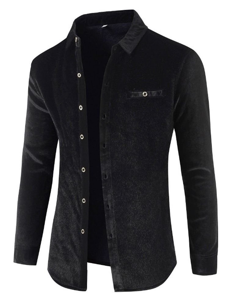 European Patchwork Lapel Fall Enkelknäppt Skjorta