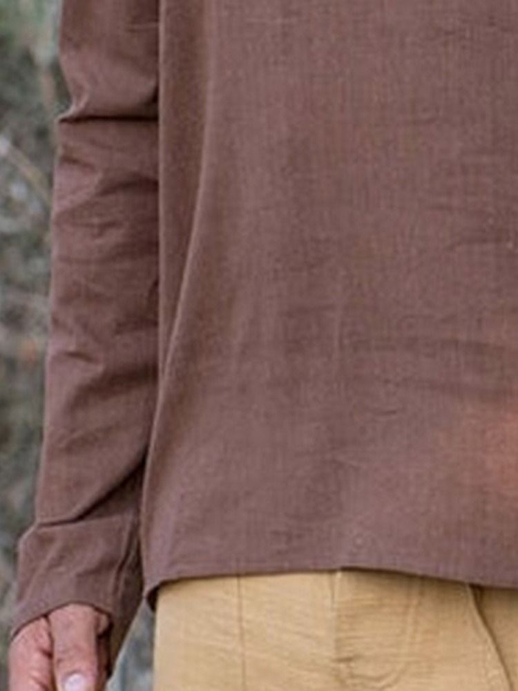 European Plain Stand Collar Raight Fall Herrskjorta