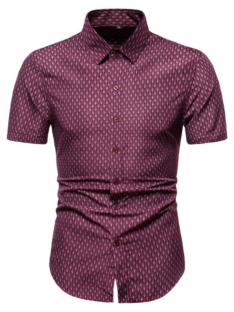 European Print Lapel Sommar Single Breasted Shirt