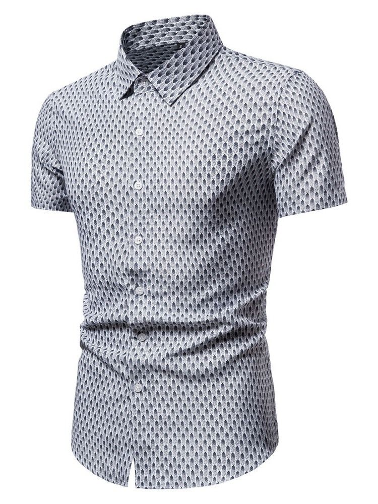 European Print Lapel Sommar Single Breasted Shirt