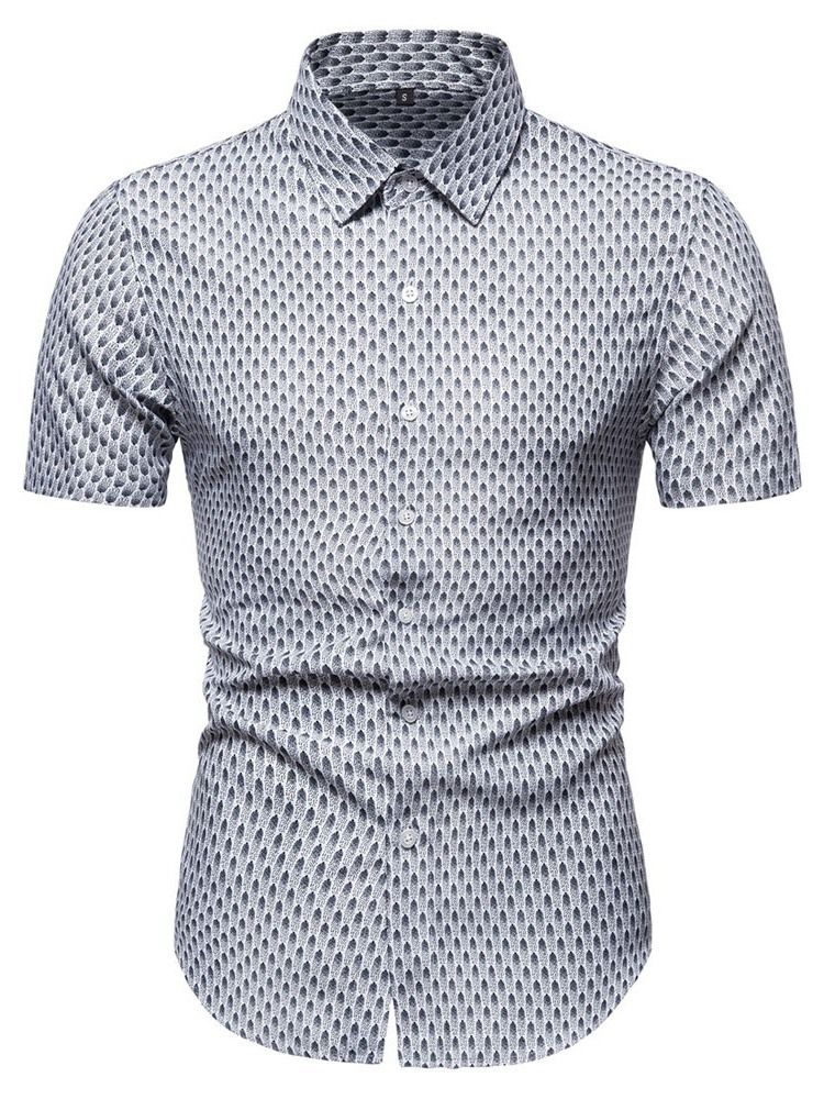 European Print Lapel Sommar Single Breasted Shirt