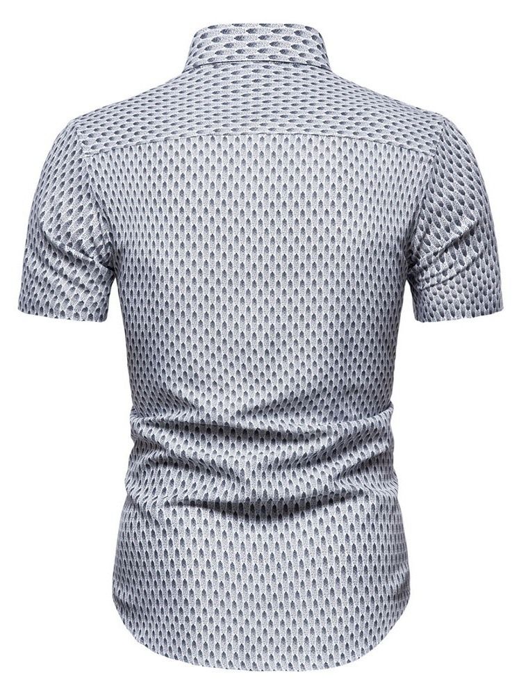 European Print Lapel Sommar Single Breasted Shirt
