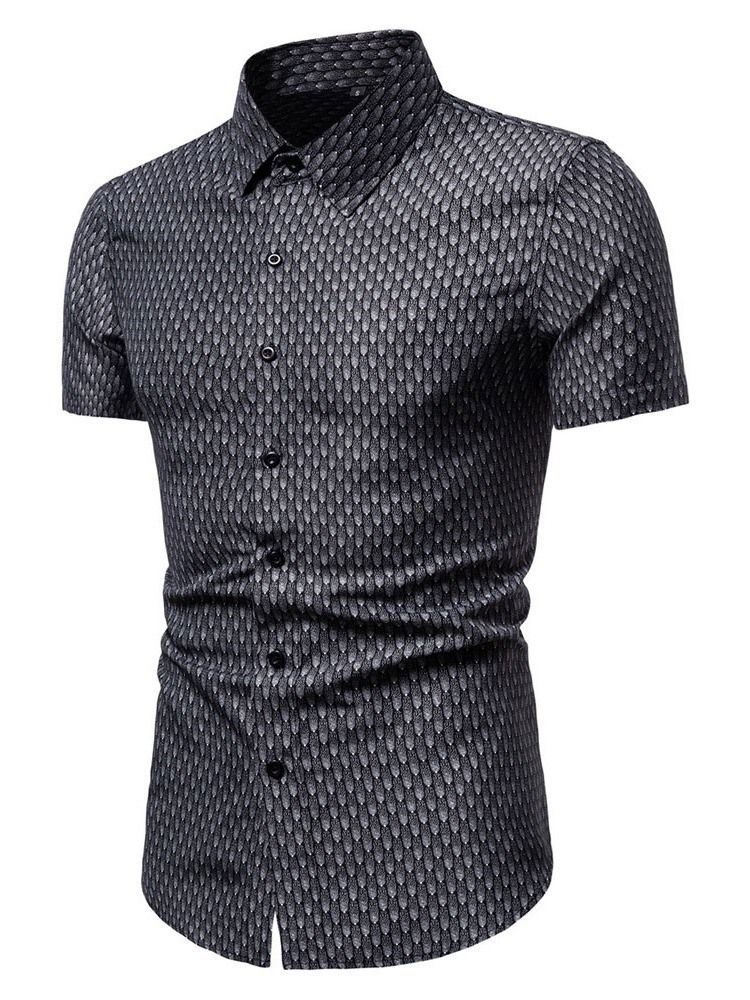 European Print Lapel Sommar Single Breasted Shirt