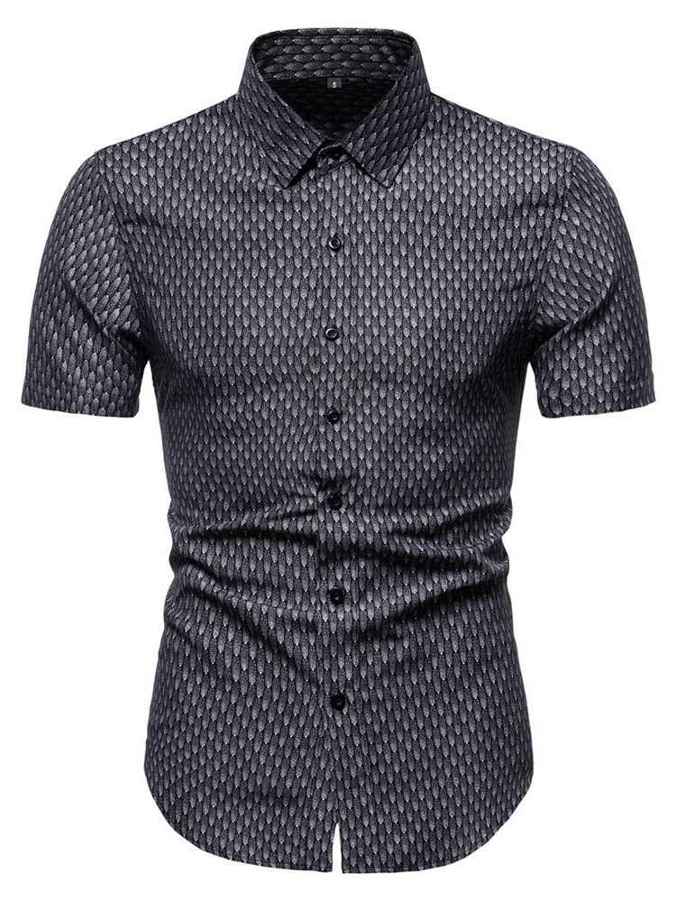 European Print Lapel Sommar Single Breasted Shirt