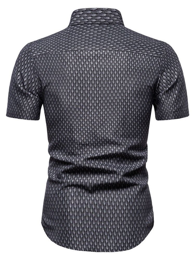 European Print Lapel Sommar Single Breasted Shirt