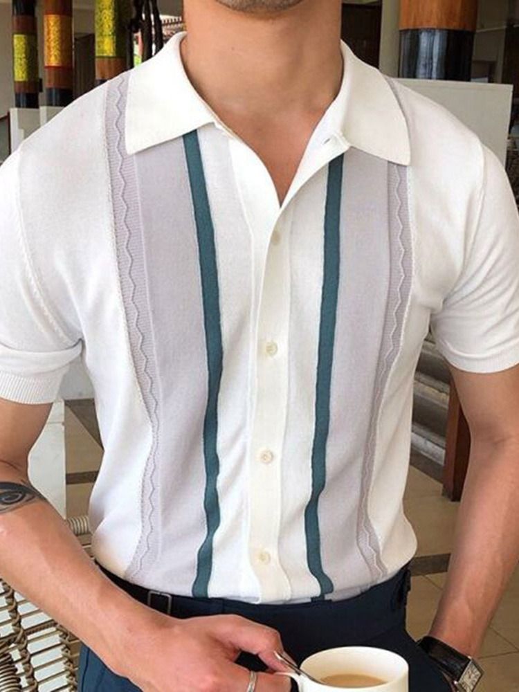Fahion Casual Pikétröja Med Färgblock