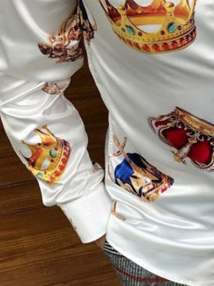 Höstskjorta För Män Casual Lapel Print