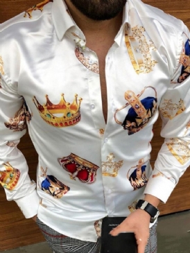 Höstskjorta För Män Casual Lapel Print