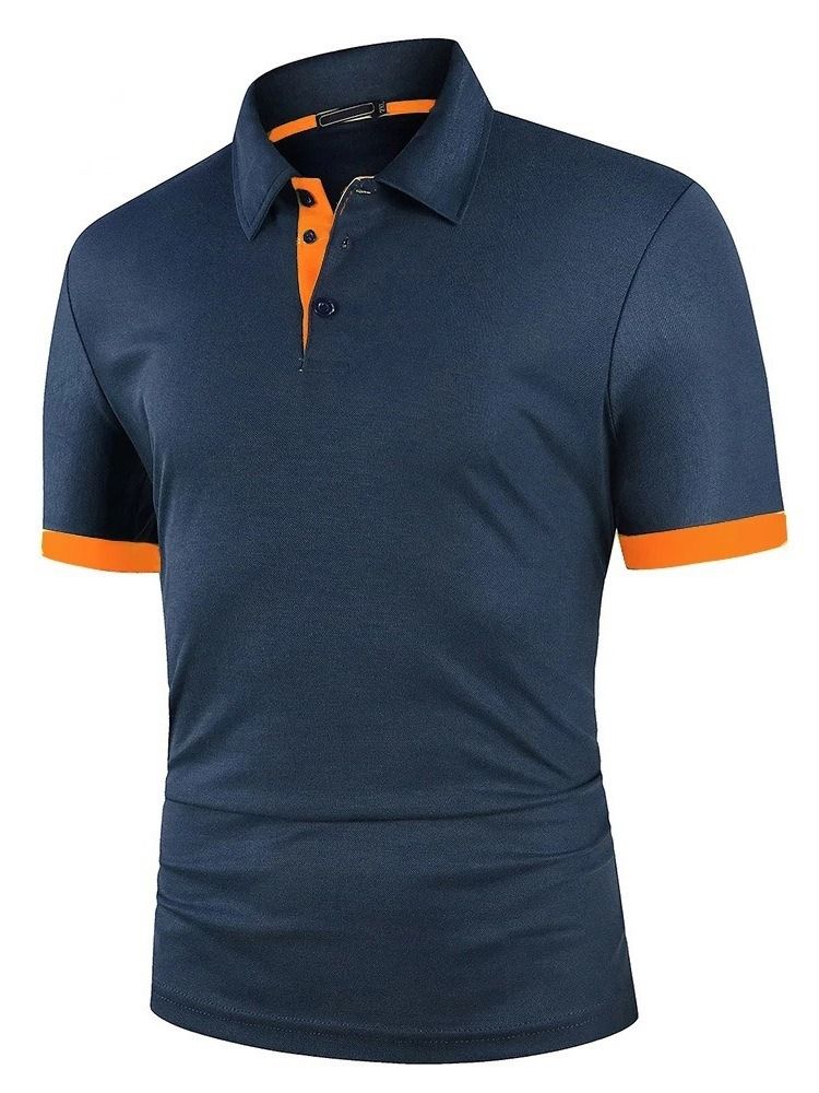 Hot Sale Patchwork European Color Block Polo Shirt