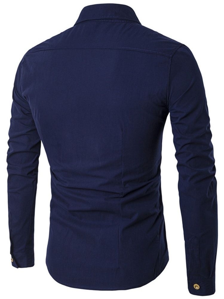 Knapp European Lapel Dubbelknäppt Slim Shirt