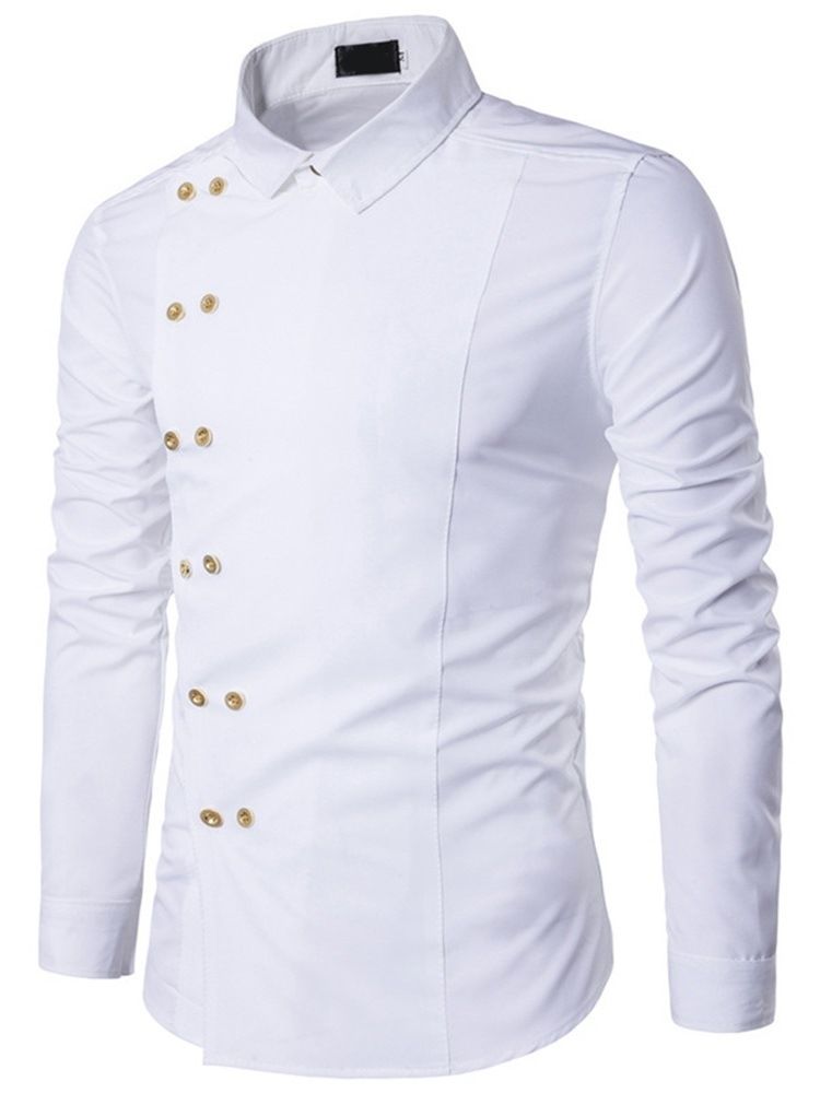 Knapp European Lapel Dubbelknäppt Slim Shirt
