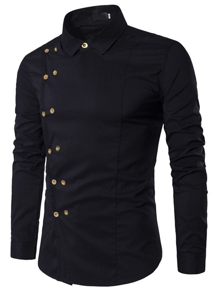 Knapp European Lapel Dubbelknäppt Slim Shirt