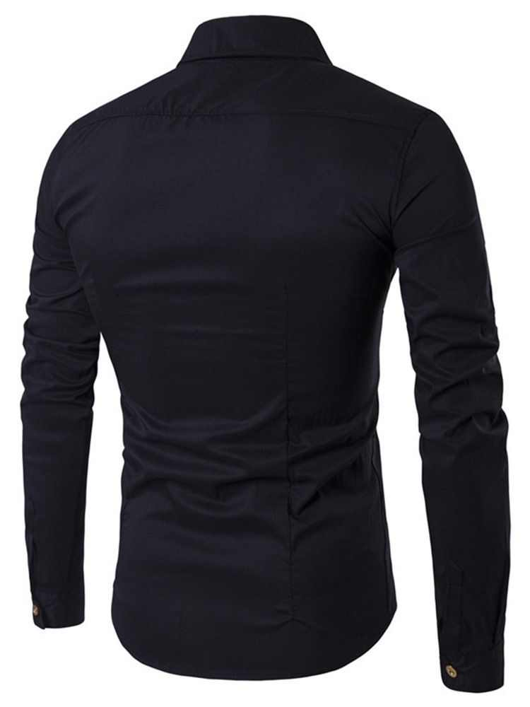 Knapp European Lapel Dubbelknäppt Slim Shirt