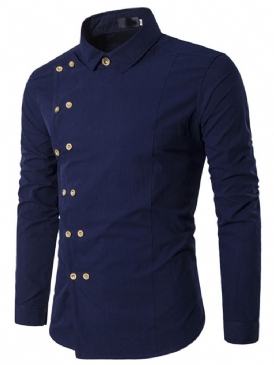 Knapp European Lapel Dubbelknäppt Slim Shirt