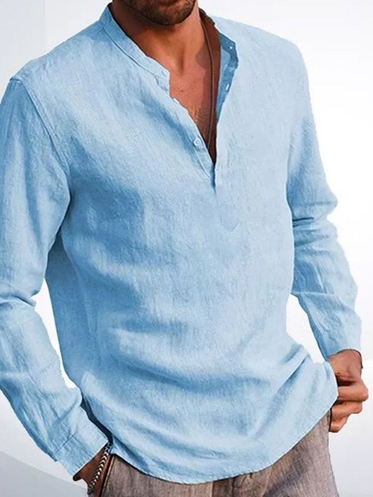 Knapp Smal Stativkrage Slim Höstskjorta