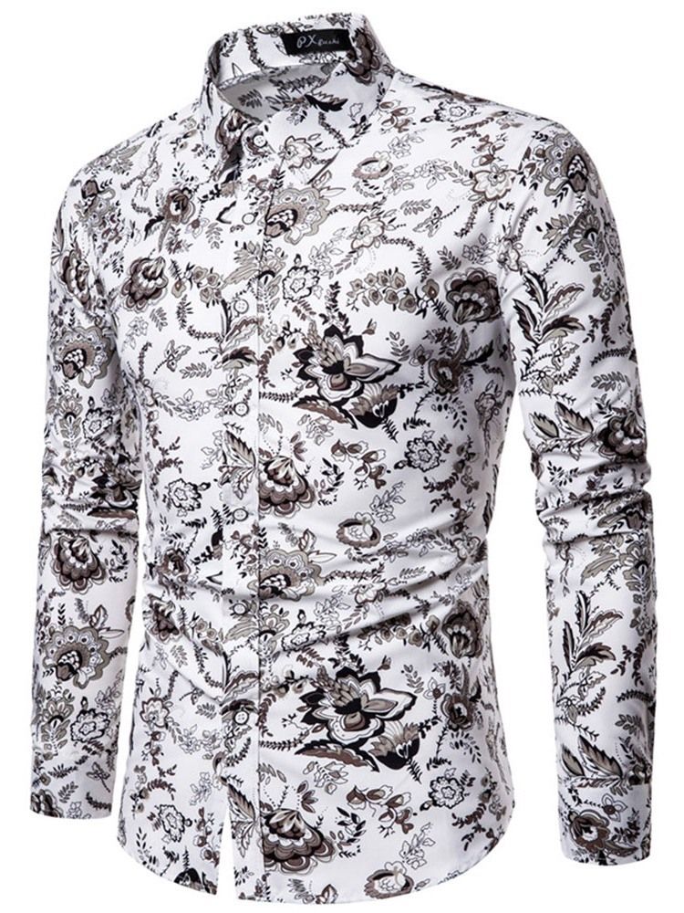 Lapel Blommig Casual Slim Vårskjorta För Kvinnor