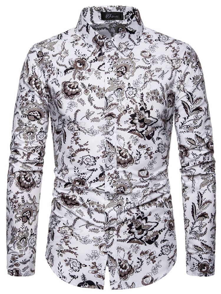 Lapel Blommig Casual Slim Vårskjorta För Kvinnor