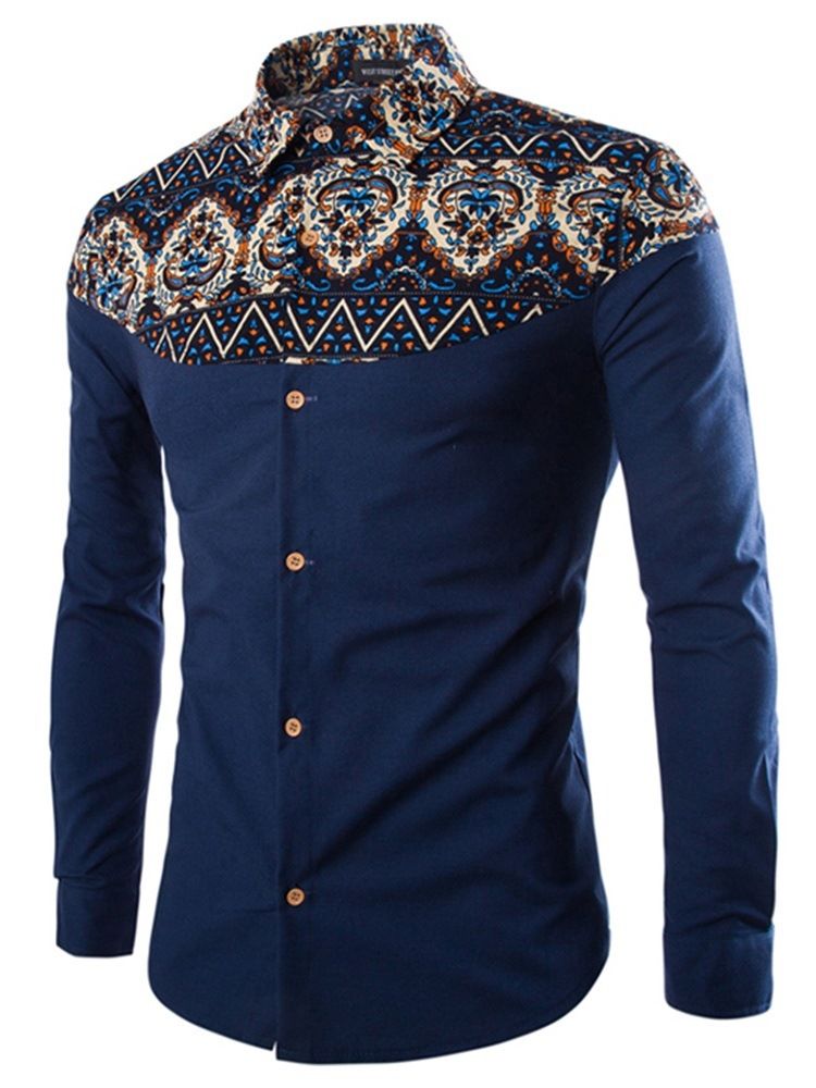 Lapel Blommig Casual Våren Enkelknäppt Skjorta