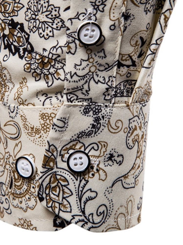 Lapel Button Casual Enkelknäppt Herrskjorta