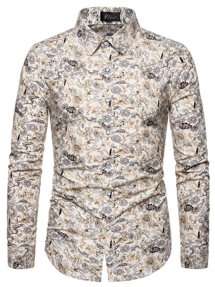 Lapel Button Casual Enkelknäppt Herrskjorta