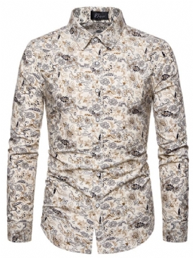 Lapel Button Casual Enkelknäppt Herrskjorta