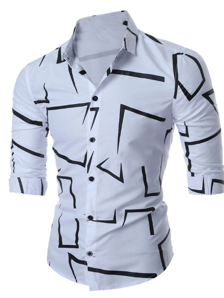 Lapel Button Mode Enkelknäppt Slim Shirt