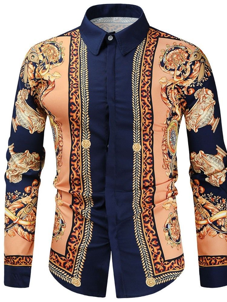 Lapel Casual Button Slim Enkelknäppt Mikroelastisk Herrskjorta
