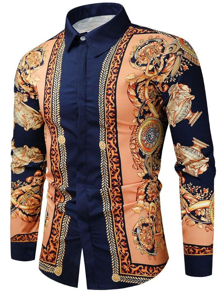 Lapel Casual Button Slim Enkelknäppt Mikroelastisk Herrskjorta