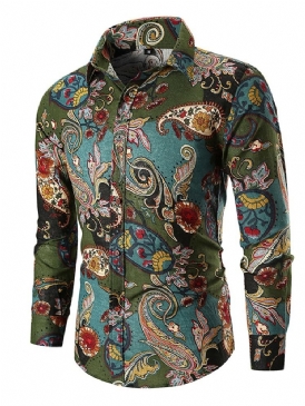 Lapel Casual Print Höst Enkelknäppt Skjorta