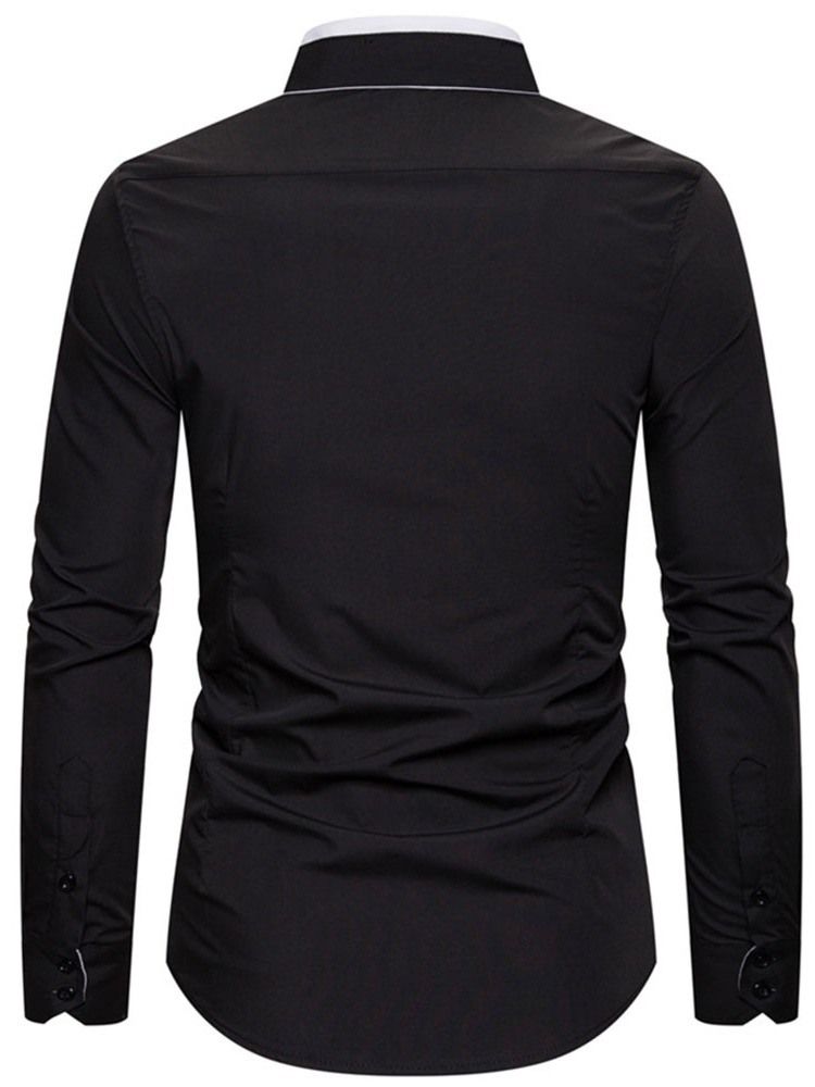 Lapel Color Block Enkelknäppt Slimmad Skjorta För Män